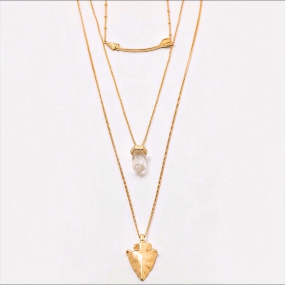 Boho Layer Choker Arrow Pendant Quartz Necklace - Picture 5 of 6